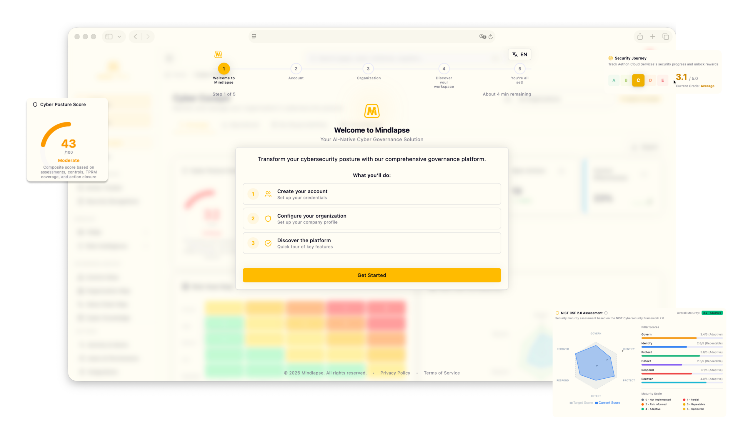 Mindlapse AI-native Cyber Governance SaaS platform interface